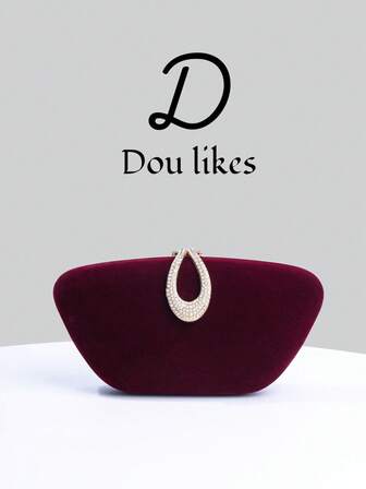 1pc Luxury Velvet Box-Shaped Party Handbag, Teardrop Clasp Decor Evening Bag, Suitable For Banquet, Ball, Formal Attire, Formal Party Crossbody Bag, Tready Party Bag, Perfect For Party, Wedding, Prom, Gala/Banquet, Ideal Accessory For Women's Prom Dress, Prom Attire, Sequin Dress, Shiny Dress, Women's Elegant Dress.