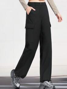 CAMEL CROWN 女士户外工作裤，防水直筒梭织运动裤，适合秋冬季穿着 - 幻影黑 - 查看 5