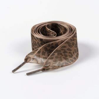 1 Pair Brown Leopard Print Polyester Shoelaces, Suitable For Casual Shoes, Sneakers