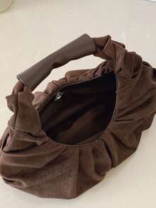 2024 New Pleated Cloud Handbag, Versatile Casual Tote Bag, Crescent Shaped Clutch For Women - Coffee - View 3