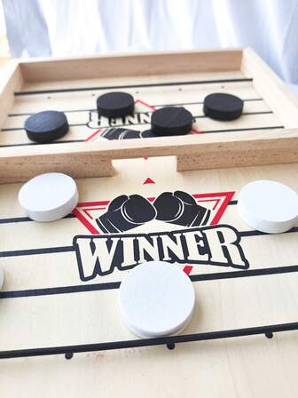 Newxu Quick Hoist 冰球游戏：双功能木制冰球和球拍套装，适合家庭娱乐和互动游戏。