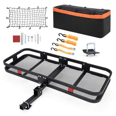 60" X 24" X 6" Hitch Cargo Carrier | 500 LB Capacity Basket With Security Net, Straps & Waterproof Bag | Fits 2" Receivers For SUV, Truck & Van