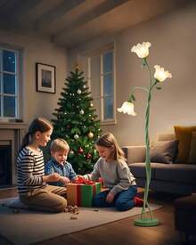 RAINBEAN Flower Standing Lamp For Bedroom - 3 Color Temperatures Decorative Flower Tall Floor Reading Lamp With Flexible Gooseneck For Bedroom Living Room Office Corner (Green) - Xem 7