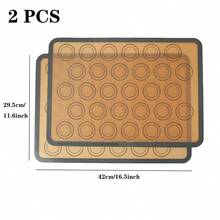 1/2pcs 16.5*11.6 Inch Non-Stick Silicone Baking Mat, Reusable High Temperature Resistant Baking Tray Liner For Macarons, Cookies, Pastries, Dough Kneading Mat Baking Tool - Multicolor - View 14