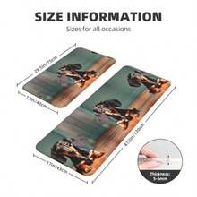 Cute Dachshund Duggee Print Tea Room Kitchen Floor Mat 2 juegos de alfombrillas antideslizantes para cocina y lavandería - como en la foto - Ver 3