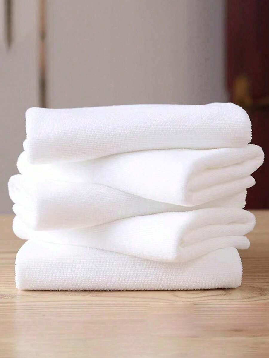 10 piezas de toallas faciales suaves de colores aleatorios, paños reutilizables de secado rápido para desmaquillarse (25cm*25cm), suaves con la piel, herramienta de limpieza portátil, multiusos - Blanco - Ver 1