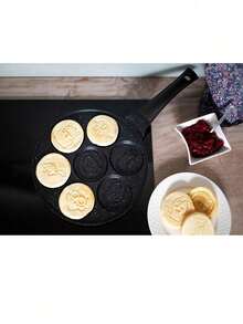 Sartén para panqueques con 7 diseños de animales para niños, superficie antiadherente redonda de cerámica y mango cómodo, mini sartenes de crepé para panqueques - Negro - Ver 6