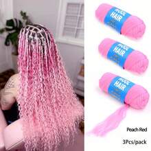 3pcs Brazilian Wool Hair Synthetic Crochet Hair Extensions For Women African Hair Yarn For Braiding Senegalese Twist Fake Hair, Suitable For Women's Daily Life, Parties, Halloween And Christmas, Multiple Colors Of Hair To Choose From, 70G/Roll - Multicolor - View 18