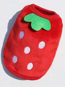 卡通法蘭絨保暖衣服紅色狗背心適合茶杯犬、小狗、貓和泰迪熊 - 紅色 - 查看 7