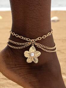 1pc Minimalist Chic Metal Tassel Chain Pendant Necklace With Flower, Snake, Heart, Starfish Designs, Creative Niche Jewelry Anklet, Perfect Gift For Daily Wear, Vacation, Date - Multicolor - View 14