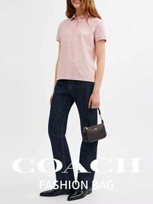 Coach Nolita 19 女士真皮单肩包/腋下包/小型腕包/休闲手拿包/腕包/拉链钱包 - 胡桃木拼黑色1 - 查看 5