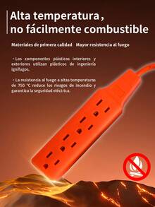 1pieza (barra 4 entradas)Cable de extensión para uso al aire libre, resistente y durable, compacto, ignífugo y con protección contra sobrecarga. Ideal para oficinas, cocinas, dormitorios, viajes y otros lugares. Naranja (opcional 3M/5M/7M/10M/15M) - Multicolor - Ver 7