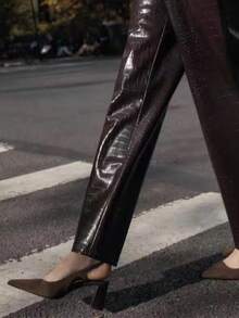 女士棕色高跟鞋，2025年秋季新款，尖头穆勒鞋 - 棕色 - 查看 4