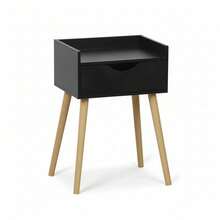 KIWI White, Black Or Natural Wood Bedside Table In Nordic Style With Drawer, Door Or Shelves, Side Table For Bedroom Or Living Room, Modern And Compact Nightstand For Home - 黑色手柄 40x30x60 厘米 - 查看 4