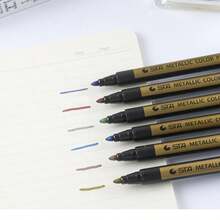 Set de 10 piezas [Bolígrafos marcadores de punta media de colores mixtos 2026] Bolígrafos marcadores de metal para oficina - Resistentes al agua, colores mixtos, punta media, adecuados para superficies de plástico, se pueden mezclar para dibujar, manualidades con rocas, elaboración de tarjetas, scrapbooking y álbumes DIY. - Multicolor - Ver 6