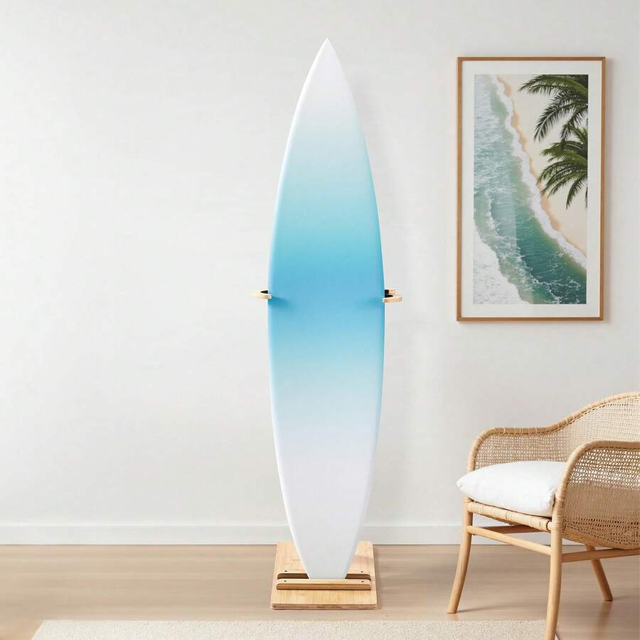 Vertical Surfboard Stand, Wooden Surfboard Rack For Storage And Display, Adjustable & Freestanding Board Stand Organizer With Padding, For Wakeboards, Snowboards, Kiteboards, Shortboard, Skis - Floor-standing 1-story Unit - View 1