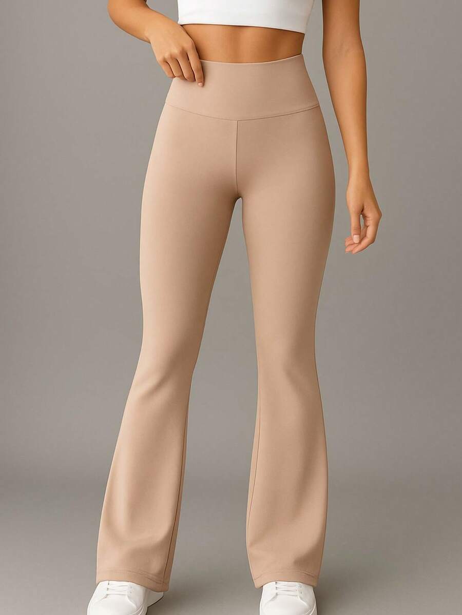 Women's High-Stretch Flare Leggings - 米色 - 查看 1