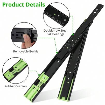 5 Pairs Drawer Runners, Heavy Duty Drawer Slide With 600MM, Alloy Steel, 3 Folds Full Extension Side Mount, Ball Bearing 6 Inch, Without Lock