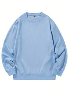Christmas Outfit Womenhair Accessories For WomenMen's Casual Solid Color Crew Neck Long Sleeve Pullover Sweatshirt, For FallLoose And Comfortablechristmaswoman Winter Clothes - 西瓜粉 - 查看 8
