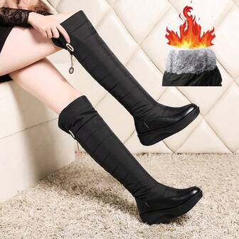 Women's Outdoor Warm Thermal Lined Snow Boots, Solid Color Fashion Christmas Winter Boots