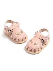 Infant Infant Girls Summer Sandals With Flower Soft Sole Newborn Toddler First Walker Crib Dress Shoes 0-3 6-12 12-18 Months - Pink - View 7