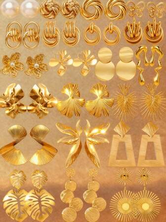 مجموعة أقراط معدنية هندسية غير متماثلة مزخرفة بالؤلؤ الاصطناعي والأشكال الهندسية كالفراشة والقطرة والزهرة والورقة والشمس، 22 قطعة/18 قطعة/16 قطعة/12 قطعة/6 قطع/2 قطعة، طراز فرنسي أنيق عتيق، مناسبة للنساء والصديقات، لحفلات الخريف والشتاء والأعياد والزفاف والمناسبات اليومية، هدية عيد الميلاد والسنة الجديدة