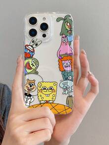 1pc Creative Spongebob Squarepants Octopus & Ugly Fish Pattern Shock-Proof Breathable Phone Case Cover Suitable For Samsung/Apple 17/16/15/14/13/12/11 Pro Max/12 Pro/14 Plus And Other Models - Multicolor - View 7