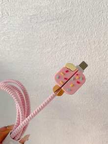 4pcs Ice Cream Shaped Charger Protector Case & Spiral Data Cable Protector Set - Multicolor - View 6