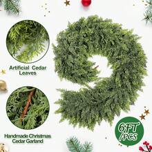 1 pezzo Ghirlanda natalizia artificiale di vite di cedro, aghi di pino, decorazione per camino, porta, scale, tavolo - Verde - Visualizzare 8