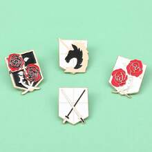 4pcs Vintage Attacking Titans Survey Corps Wings Of Freedom Metal Brooch Pins, Anime Themed Feather Totem Badge, Retro Japanese Style Pins For Backpack, Clothing Decor, Anime Collection - Nhiều màu - Xem 4