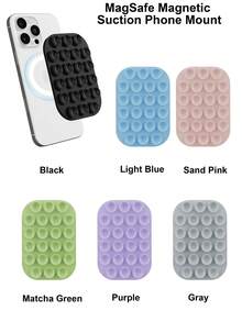 硅胶吸盘支架套装，1个硅胶纯色磁性吸盘手机支架，适用于Magsafe免提自拍支架，直播情人节礼物 - 彩色 - 查看 1