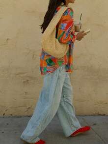 Áo sơ mi nữ phong cách đường phố, dạo phố, đi làm, nhuộm loang màu, phong cách Bohemian, du lịch biển, thời trang xuân hè 2026 - Nhiều màu - Xem 3