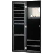 Lifezeal Wall Door Mounted Mirrored Jewelry Cabinet Storage Organizer Back To School Dormitory Storage - Black - View 10