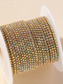 1 Roll 6.5# 2mm 400cm Super Sparkling Rhinestone Chain, Nail Art Decoration Chain, DIY Decoration Chain, Diamond Chain - Black and White - View 21