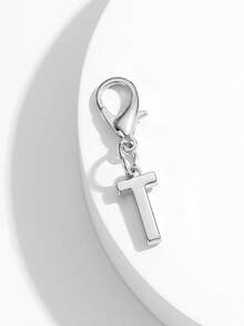 1pc Fashionable Minimalist 26 Small English Letter Shape Smooth Metal Keychain, Suitable For Women Car Key, Bag Decoration And Gift - Silver - View 29