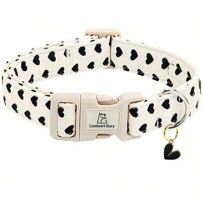 Lionheart Glory Valentine's Dog Collar Hearts Print Dog Collar For Cute Dog Collars Spring Female Male Pet Gift
