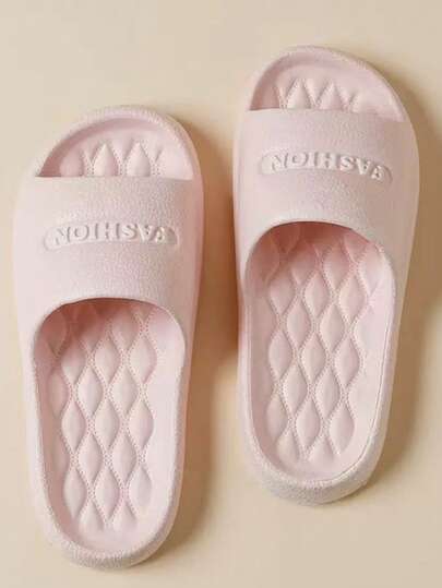 New Fashionable Versatile Soft Bottom Quiet Purple Letter Printed EVA Material Men's Indoor Plastic Slippers