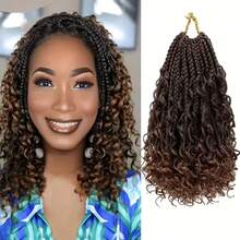 Goddess Box Braids 鉤編髮 8/10/12/14 英吋 預編環波希米亞風鉤編髮 捲尾 3X 鉤編髮 女用合成編髮，萬聖節 - 彩色 - 查看 1