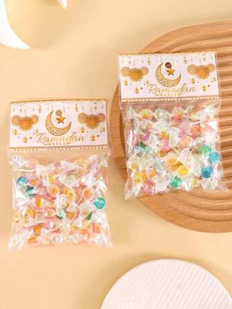 30/50 st Ramadan cellofan godispåsar, vitguld Ramadan Kareem plast självhäftande presentpåsar festfavoritpåsar, lykta månstjärnedesign försegling presentpåsar för Eid al-Adha, Ramadan festdekorationer, Eid festtillbehör