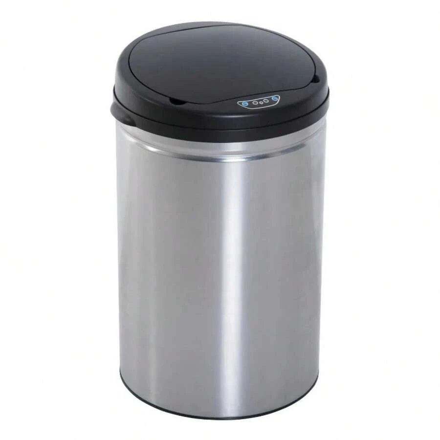 HOMCOM Automatic Sensor Trash Can, Round, 30L, Optional Inner Container, Stainless Steel On-Site - 1 - View 1