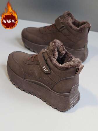 1 par kvinnors multifunktionella mode casual tjocka termofodrade höga snöstövlar, tjocka sular utomhussporter casual skor för dagligt bruk, vinter