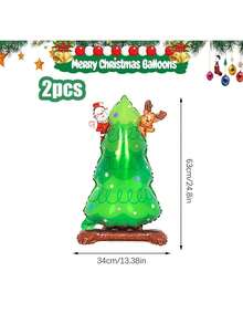 2pcs Christmas Tree Foil Balloons - Christmas Tree With Santa Claus And Reindeer, For Holiday Party, Home Decor And Christmas Event Decoration, Halloween, Halloween Decoration - Multicolor - View 6