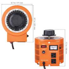 Transformador de voltaje variable automático  2000VA, 15,3 A, entrada de 110 V, salida de 0-130 V, fuente de alimentación con regulador de voltaje de CA, con 4 fusibles adicionales, interruptor de control térmico para el hogar, la industria y la oficina - Naranja - Ver 10