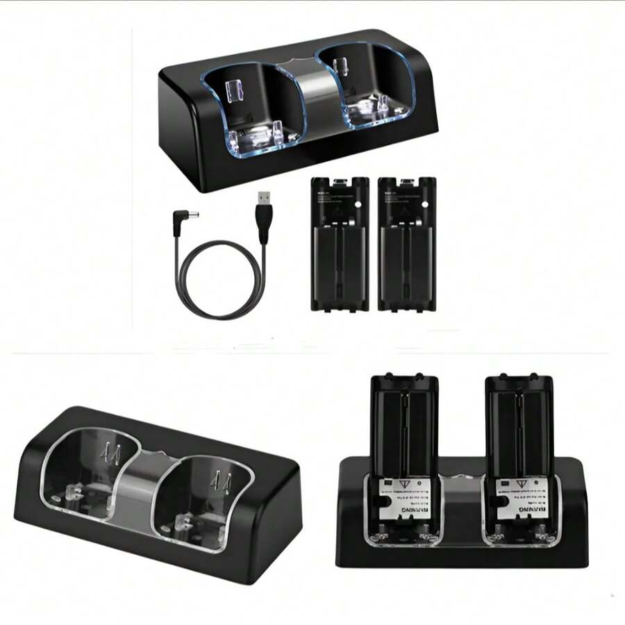 2 Pilas Recargables Compatible Con W Ü Y Base De Carga - Negro - Ver 1