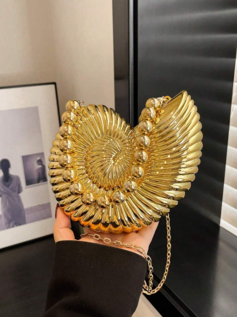 Conch Bag 2025 Summer Hot-Selling Fashion Acrylic Evening Bag, Cosmetics Organizer Bag, Crossbody Bag - 金色 - 查看 1