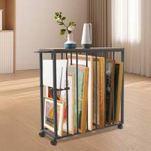 Mobile Art Drying Rack With Wheels, 2+6 Compartments Paint Drying Rack With Desktops Design, Art Canvas Storage Trolley For Painting Storage And Art Pieces Display - Black - View 1