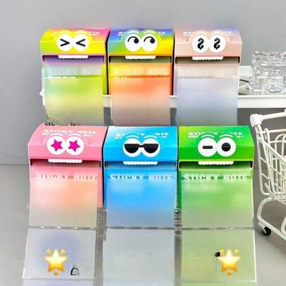 105张可爱渐变色拉出式便签纸，珍珠透明拉出式便签纸，多种颜色可选，带收纳盒，适合记笔记、桌面整理，创意礼品，生日礼物，圣诞礼物，圣诞袜填充物。