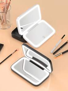 LED化妆镜，便携式迷你化妆镜，USB充电式LED灯化妆镜，带灯口袋化妆镜，可调光可折叠化妆镜，三种灯光模式：白光、自然光、暖光，触摸屏亮度调节，多功能化妆镜，适用于学生宿舍、旅行、化妆、办公室、卧室，最佳圣诞礼物（女士适用）。 - 彩色 - 查看 7