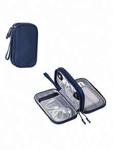 Brodark 1pc Fashionable Cosmetic Travel Bag - Waterproof Storage, Durable Zipper Protection - Navy Blue - View 2