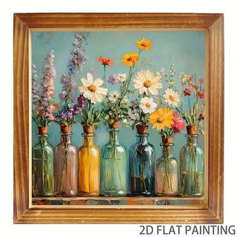 1pc Rustic Wooden Floral Art Sign, 8x8 Inch Wall Hanging Decor Plaque, Farmhouse Style Multi-Purpose Home And Office Decoration, No Electricity Needed, Ideal Gift For Spring And Holidays, Outdoor Decor Plaque And Ornament, Holiday Wall Decor | Vintage Floral Design | Distressed Surface Finish, Outdoor Decoration